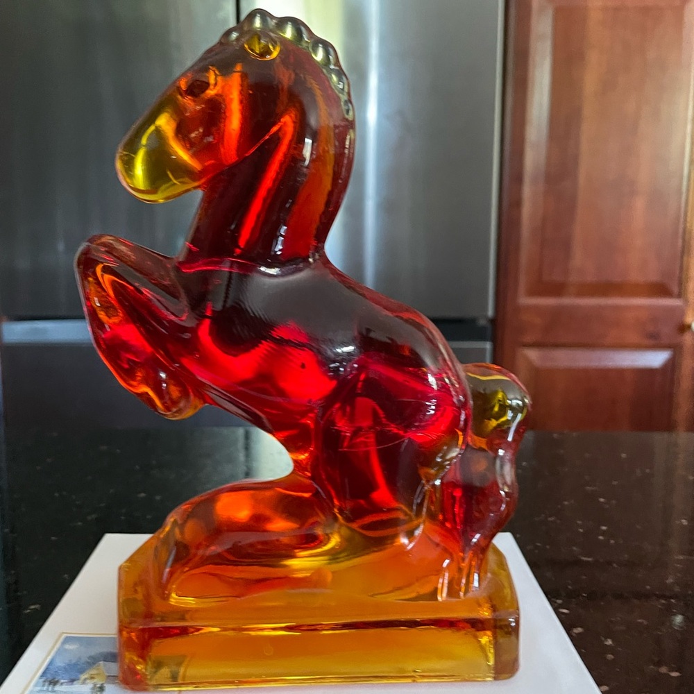 Dynamic Red and Orange Glass Horse Art